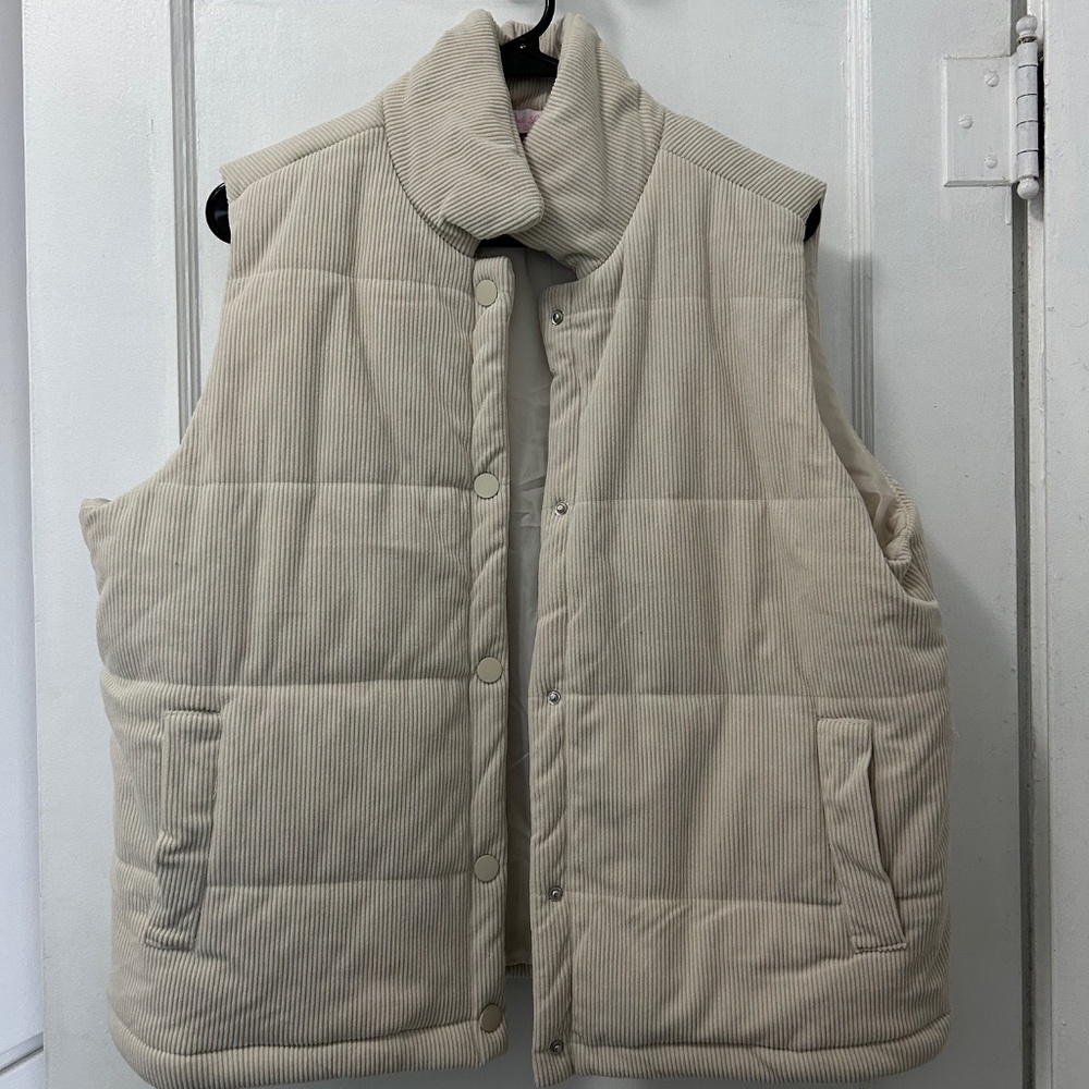 Pink Lily Cream Corduroy Vest